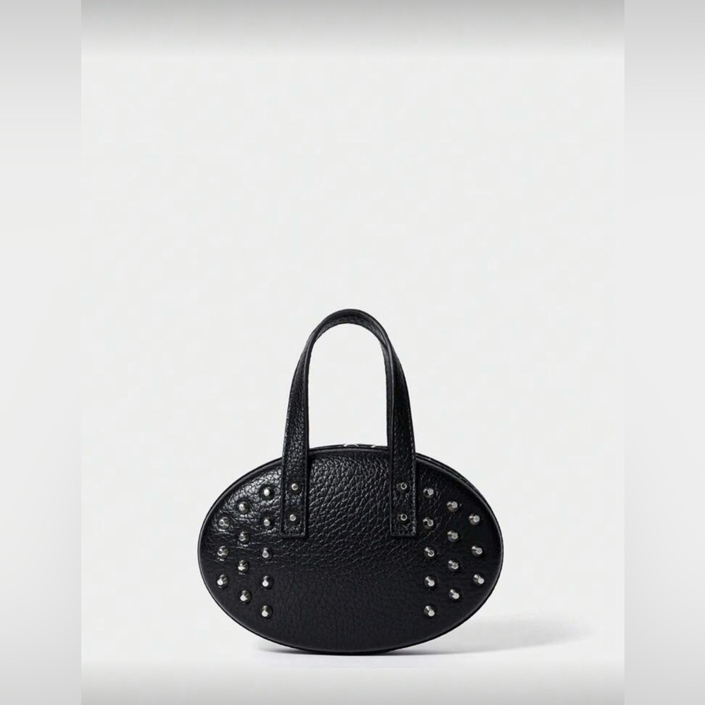 Black Studded Oval Mini Tote - Women Bags Mini Bags